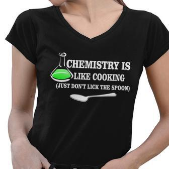 Chemistry Cooking Dont Lick The Spoon Tshirt Women V-Neck T-Shirt - Monsterry CA