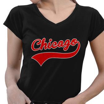 Chicago Vintage Classic Team Logo Women V-Neck T-Shirt - Monsterry AU