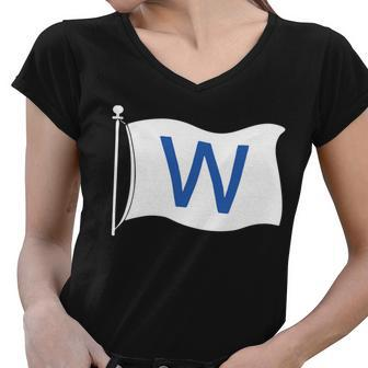 Chicago Win W Flag Baseball Tshirt Women V-Neck T-Shirt - Monsterry CA