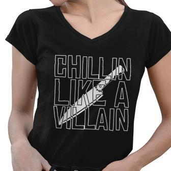 Chillin Like A Villain Halloween Quote V2 Women V-Neck T-Shirt - Monsterry DE