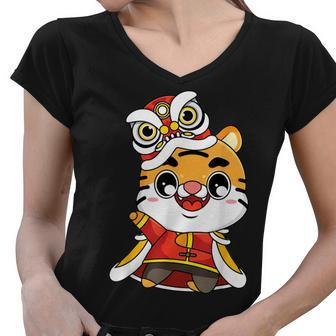 Chinese Zodiac Year Of The Tiger Chinese New Year 2022 Women V-Neck T-Shirt - Thegiftio UK
