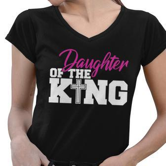 Christian Faith - Daughter Of The King Tshirt Women V-Neck T-Shirt - Monsterry