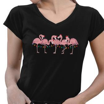 Christmas In July Beach Flamingo Christmas In July Women V-Neck T-Shirt - Monsterry CA