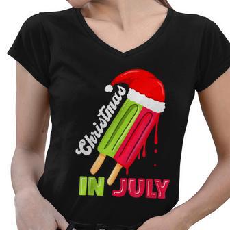 Christmas In July Watermelon Ice Pops Fun Christmas In July Women V-Neck T-Shirt - Monsterry CA