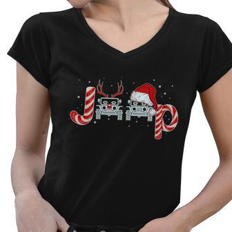 Christmas Off Road Car Reindeer Women V-Neck T-Shirt - Monsterry DE