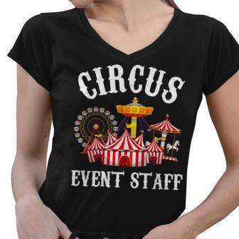 Circus Event Staff Carnival - Birthday Party Themed Vintage Women V-Neck T-Shirt - Seseable
