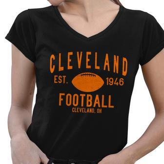 Cleveland Oh Football Est 1946 Tshirt Women V-Neck T-Shirt - Monsterry AU