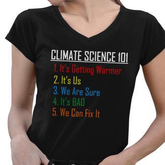 Climate Science 101 Climate Change Facts We Can Fix It Tshirt Women V-Neck T-Shirt - Monsterry UK