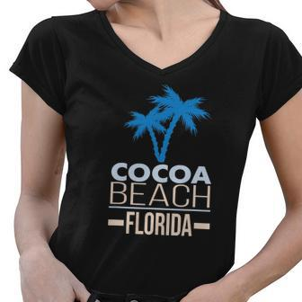 Cocoa Beach Florida Palm Tree Women V-Neck T-Shirt | Mazezy