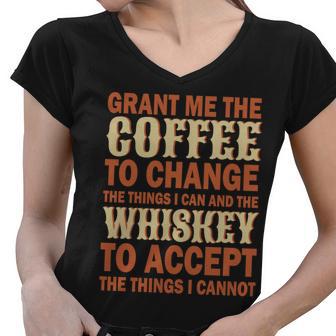 Coffee And Whiskey Women V-Neck T-Shirt - Monsterry DE