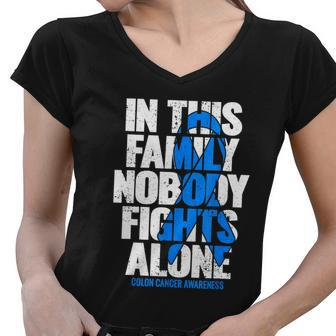 Colon Cancer Awareness Shirts Family Colon Cancer Awareness Women V-Neck T-Shirt - Monsterry DE