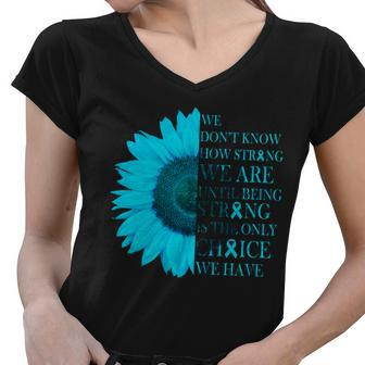 Colon Cancer Awareness Sunflower Tshirt Women V-Neck T-Shirt - Monsterry