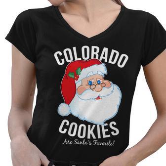 Colorado Cookies Are Santas Favorite Tshirt Women V-Neck T-Shirt - Monsterry