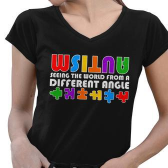 Colorful - Autism Awareness - Seeing The World From A Different Angle Tshirt Women V-Neck T-Shirt - Monsterry