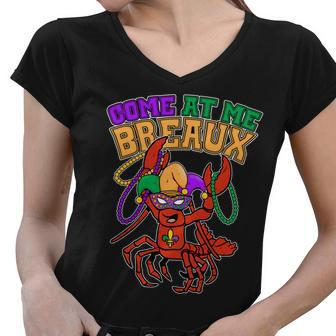 Come At Me Breaux Mardi Gras Crawfish Women V-Neck T-Shirt - Monsterry
