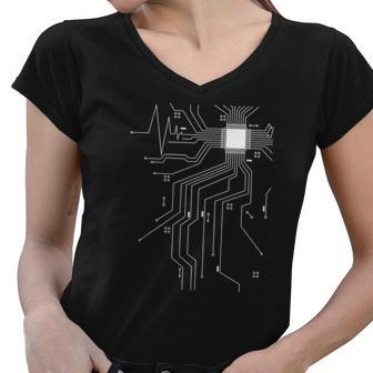 Computer Scientist Programmer Cpu Heart Board Funny Nerd V2 Women V-Neck T-Shirt | Mazezy