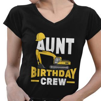Construction Birthday Party Digger Aunt Birthday Crew Graphic Design Printed Casual Daily Basic Women V-Neck T-Shirt - Thegiftio UK
