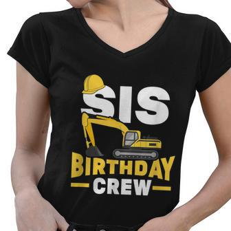 Construction Birthday Party Digger Sister Sis Birthday Crew Graphic Design Printed Casual Daily Basic Women V-Neck T-Shirt - Thegiftio UK