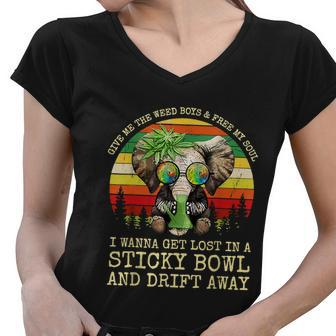 Cool Elephant Smoking Weed Bong Marijuana Cannabis Stoner Women V-Neck T-Shirt - Monsterry UK