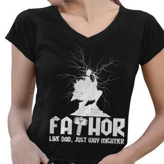 Cool Fathers Day Mighty Fathor Women V-Neck T-Shirt - Monsterry AU