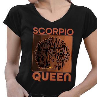 Cool Retro Scorpio Queen Afro Woman Women V-Neck T-Shirt - Monsterry DE