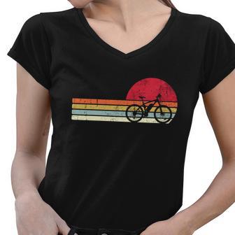 Cool Vintage Cycling Retro Bicycle Women V-Neck T-Shirt - Monsterry UK