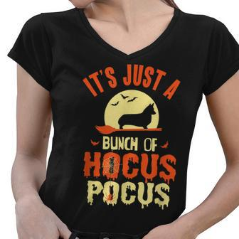 Corgi Hocus Pocus Halloween Women V-Neck T-Shirt - Seseable
