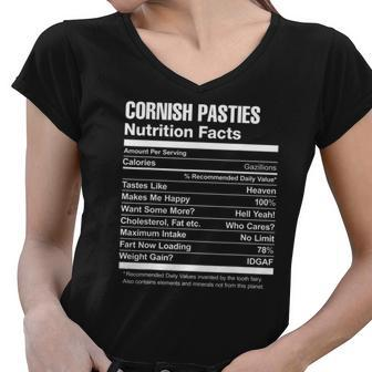 Cornish Pasties Nutrition Facts Funny Women V-Neck T-Shirt | Mazezy