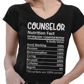 Counselor Nutrition Facts Counseling Guidance Funny V2 Women V-Neck T-Shirt - Seseable