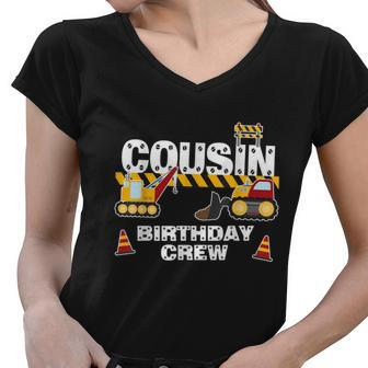 Cousin Birthday Crew For Construction Birthday Party Graphic Design Printed Casual Daily Basic Women V-Neck T-Shirt - Thegiftio UK