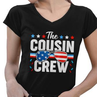 Cousin Crew 4Th Of July Patriotic American Family Matching Women V-Neck T-Shirt - Monsterry DE