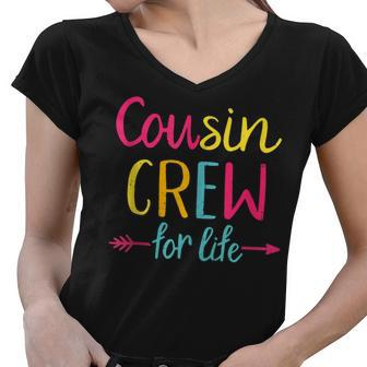 Cousin Crew For Life Family Matching Adult N Kids Funny Women V-Neck T-Shirt - Seseable