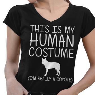 Coyote Easy Halloween Human Costume Wolf Pup Canine Diy Gift Women V-Neck T-Shirt - Thegiftio UK
