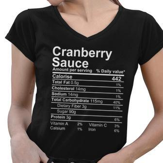 Cranberry Sauce Nutrition Facts Label Women V-Neck T-Shirt - Monsterry
