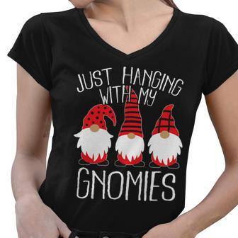 Cute Christmas Just Hanging With My Gnomies Tshirt Women V-Neck T-Shirt - Monsterry AU