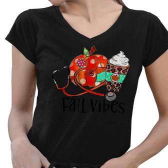 Cute Fall Vibes And That Medical Assistant Life Pumpkin Women V-Neck T-Shirt - Thegiftio UK