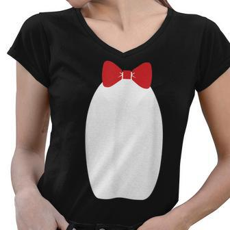 Cute Fancy Penguin Bow Tie Halloween Costume Funny Women V-Neck T-Shirt - Thegiftio UK