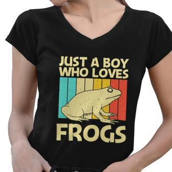 Cute Frog Design For Boys Pet Animal Lover Women V-Neck T-Shirt - Monsterry DE