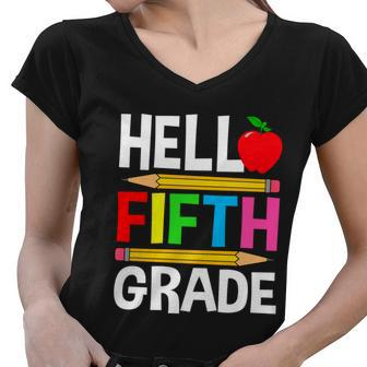 Cute Hello Fifth Grade Outfit Happy Last Day Of School Funny Gift Women V-Neck T-Shirt - Monsterry