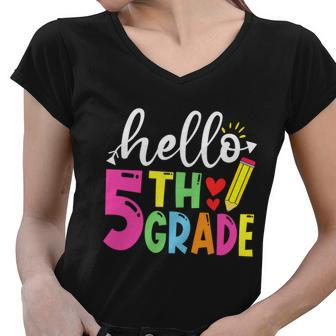 Cute Hello Fifth Grade Outfit Happy Last Day Of School Great Gift Women V-Neck T-Shirt - Monsterry DE