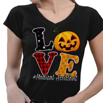 Cute Medical Assistant Love Halloween Costume Pumpkin Women V-Neck T-Shirt - Thegiftio UK