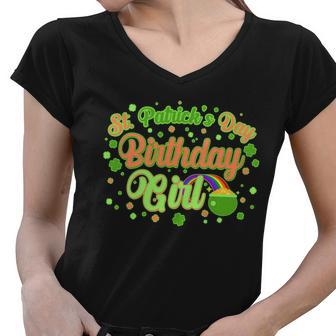 Cute St Patricks Day Birthday Girl Women V-Neck T-Shirt - Monsterry AU