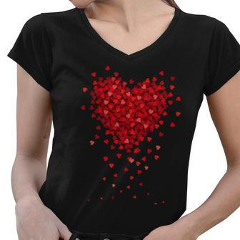 Cute Valentines Day Messy Heart Shapes Women V-Neck T-Shirt - Monsterry