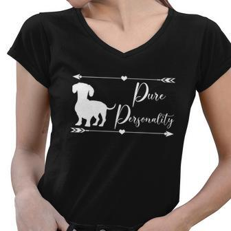 Dachshund Wiener Personality Doxie Mom Dog Lover Cool Gift Women V-Neck T-Shirt - Monsterry