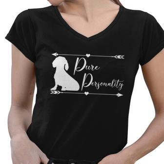 Dachshund Wiener Personality Doxie Mom Dog Lover Gift V2 Women V-Neck T-Shirt - Monsterry