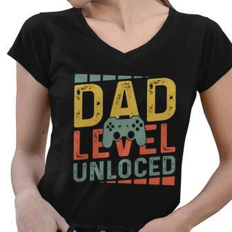 Dad Level Unlocked V2 Women V-Neck T-Shirt - Monsterry