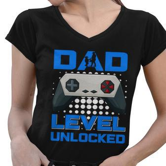 Dad Level Unlocked With Gaming Controller For Fathers Day Gift Women V-Neck T-Shirt - Thegiftio UK