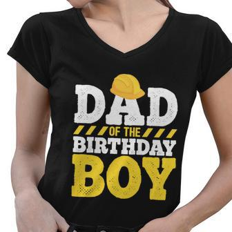Dad Of The Birthday Boy Construction Birthday Party Hat Men Graphic Design Printed Casual Daily Basic Women V-Neck T-Shirt - Thegiftio UK