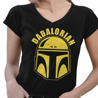 Dadalorian Helmet Tshirt Women V-Neck T-Shirt - Monsterry