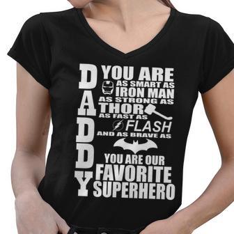 Daddy Superhero Fathers Day Tshirt Women V-Neck T-Shirt - Monsterry AU